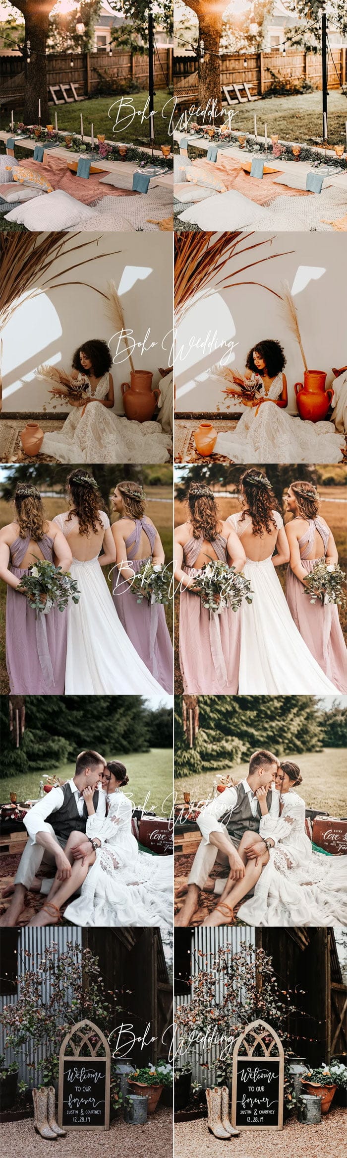 Boho Wedding Lightroom Presets Pack Boho Wedding Presets Pack