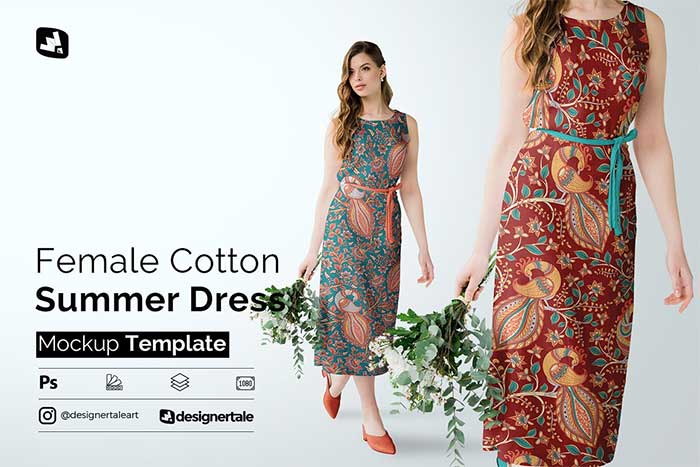 Female Cotton Summer Dress Mockup