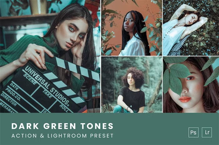 Dark Green Tones Action & Lightroom Preset Dark Green Action Preset