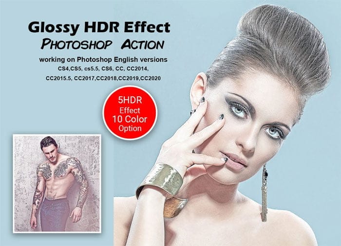 Glossy HDR Effect Photoshop Action Glossy HDR Effect Action