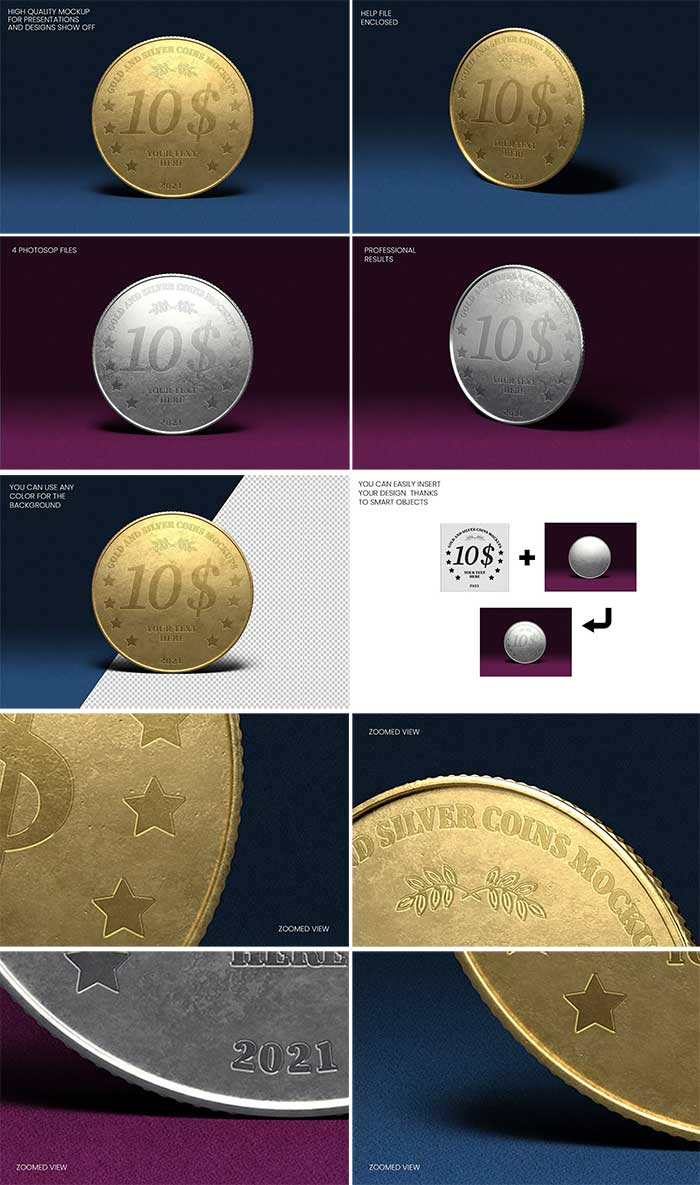 Gold and Silver Coin Mockups Free Download Gold and Silver Coin Mockups