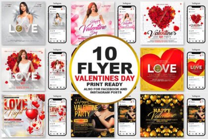 10 Valentines Day Flyers Bundle