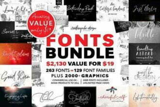 Creativemarket - 129 Fonts & Graphics Bundle