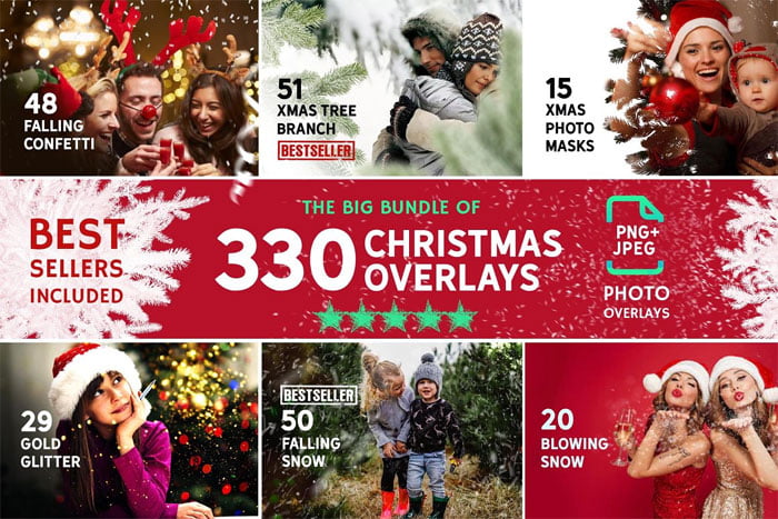 330 Christmas Photo Overlays