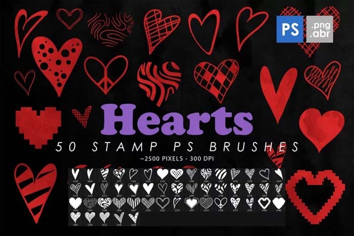 50 Hearts Photoshop Stamp Brushes Free Download 50 Hearts Photoshop Stamp Brushes