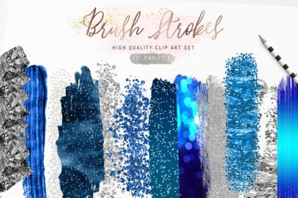 Blue Metallic Brush Stroke Clipart Blue Metallic Brush Stroke Clipart