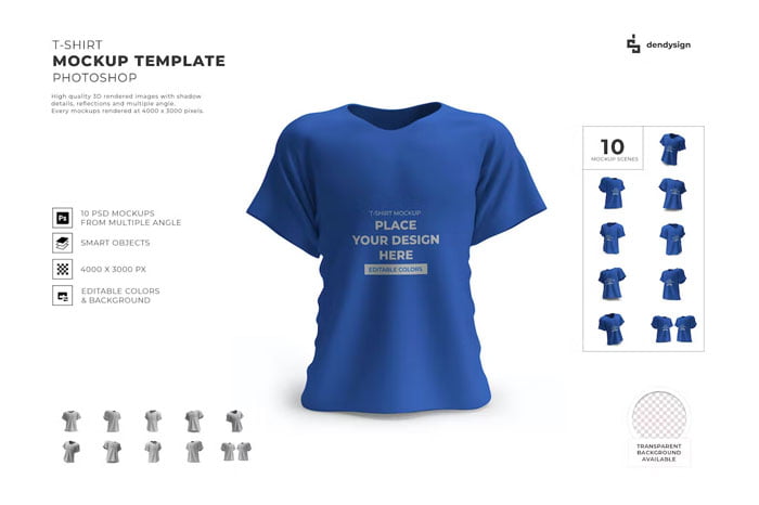 Casual T-Shirt Mockup Template Set