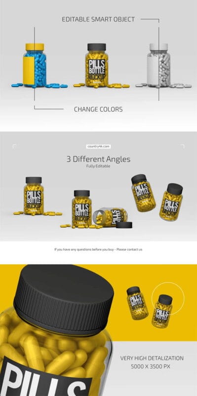 Clear Pills Bottle Mockup Set Clear Pills Bottle Mockup Set
