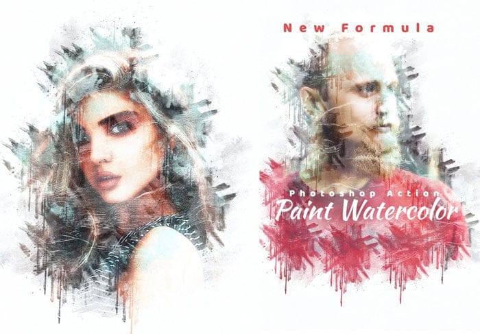 CreativeMarket - Paint Watercolor Photoshop Action Paint Watercolor Action
