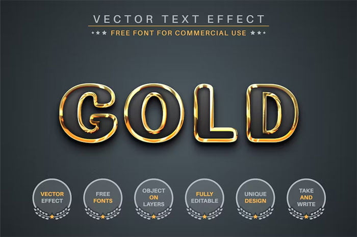 Dark Gold Editable Text Effect Font Style