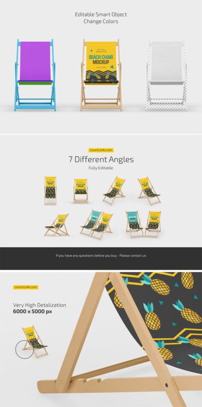 Folding Beach Chair Mockup Set Folding Beach Chair Mockup Set