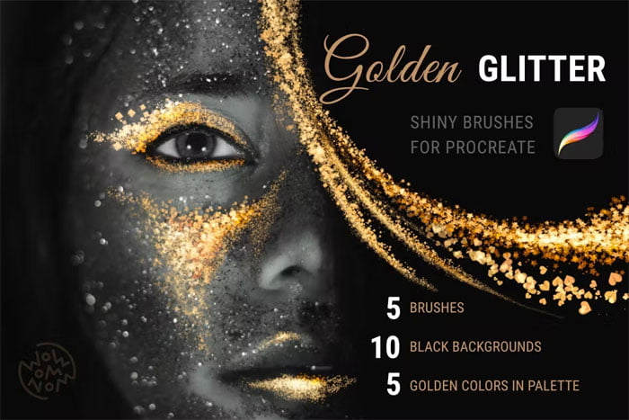 Golden Glitter Procreate Brushes
