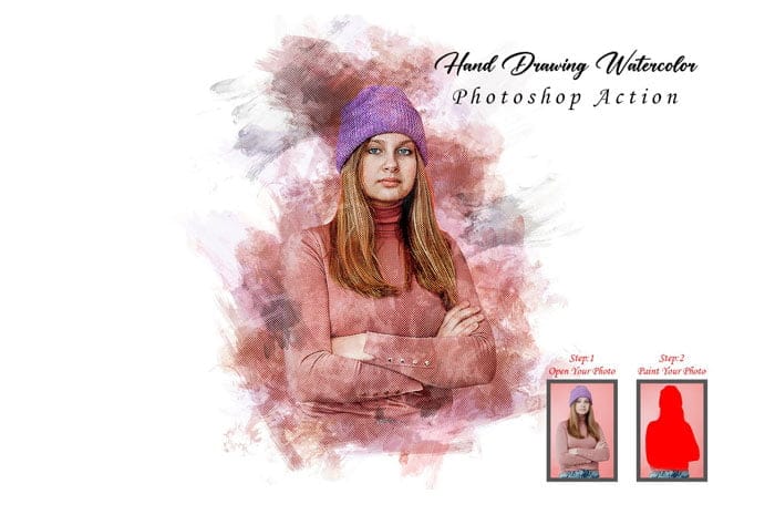 Hand Drawing Watercolor PS Action Hand Drawing Watercolor Action