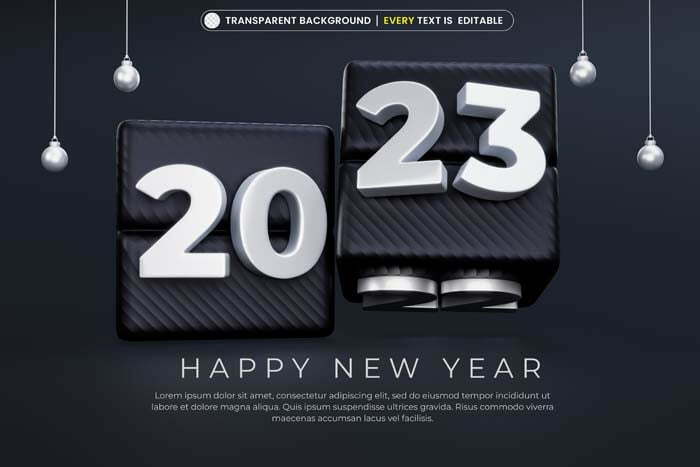 Happy New Year 2023 Silver With Fancy 3D Numbers Happy new year 2023 silver with fancy 3d numbers