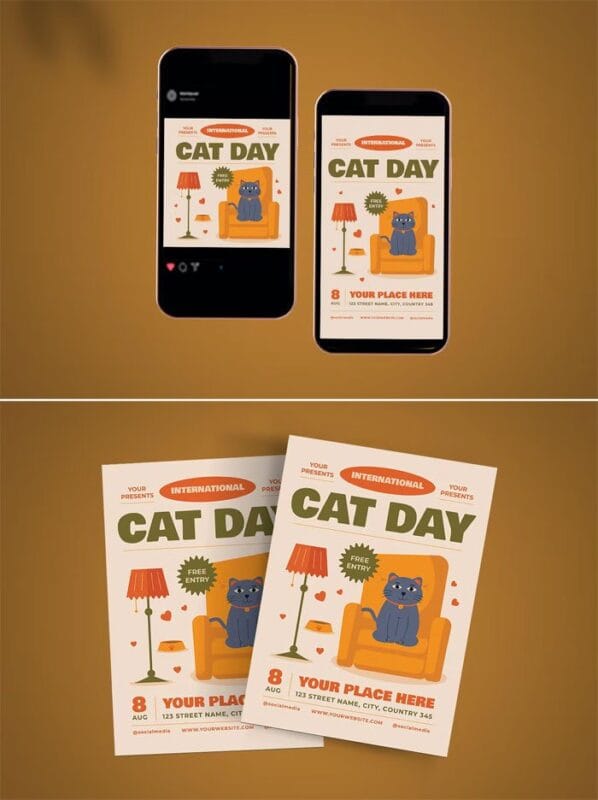 International Cat Day Flyer Set International Cat Day Flyer Set