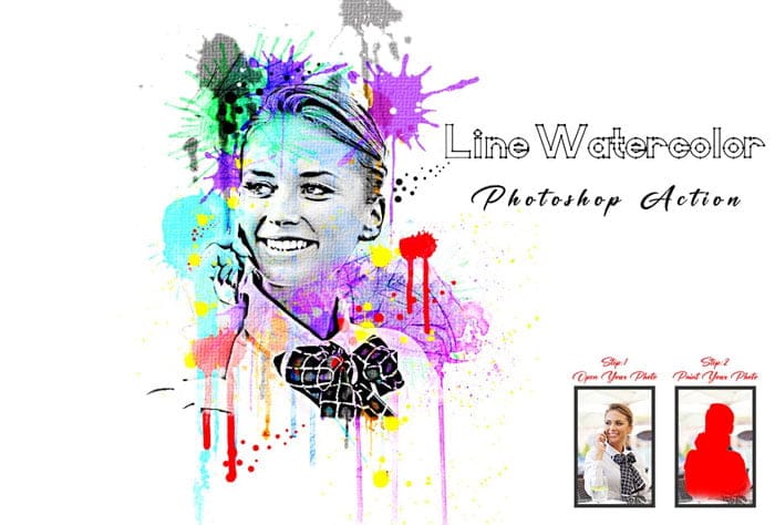 Line Watercolor Photoshop Action Line Watercolor Photoshop Action