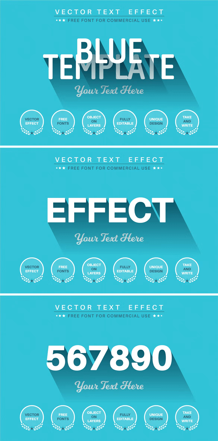 Long Shadow Editable Text Effect, Font Style Long Shadow Editable Text Effect