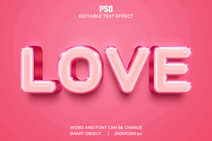 Love Pink Color 3d Text Effect