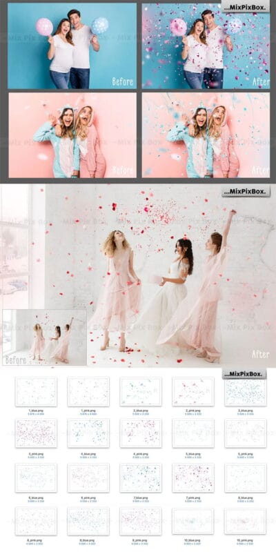 Pink and Blue Confetti Overlays Pink and Blue Confetti Overlays