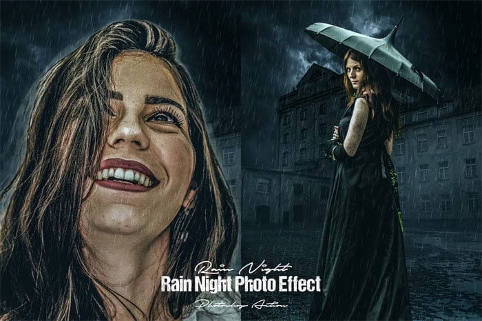 Rain Night Photo Effect Rain Night Photo Effect