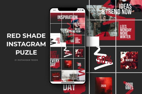 Red Shade Instagram Puzzle Templates Red Shade Instagram Puzzle Templates