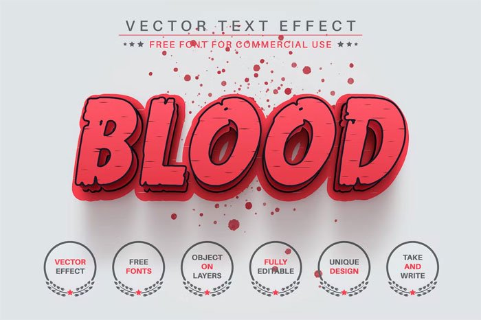 Splatter Blood Editable Text Effect Font Style