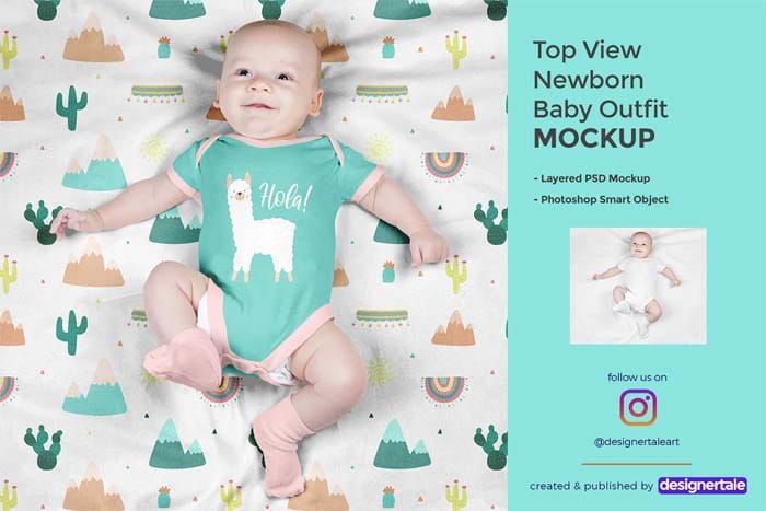 Top View Newborn Baby Outfit Mockup Top View Newborn Baby Outfit Mockup