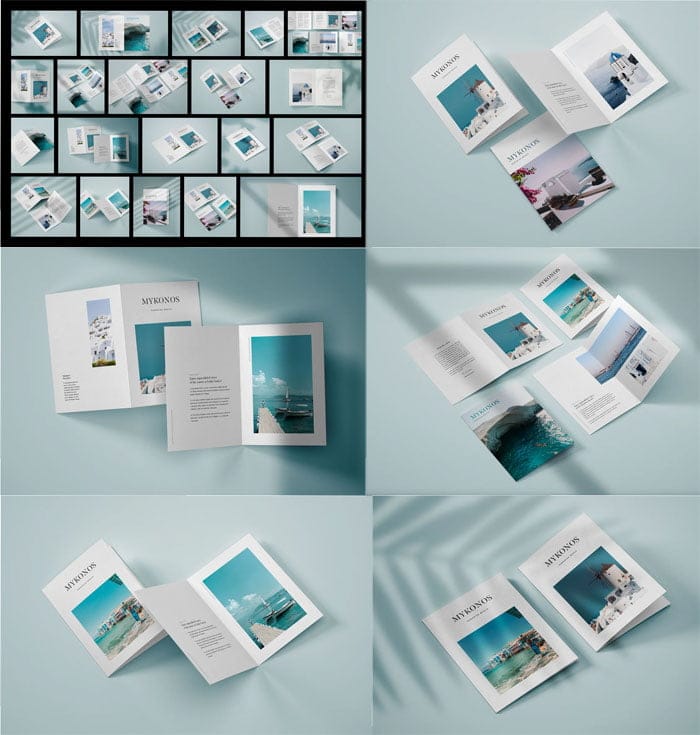 Vertical Bifold Brochure Mockup Set Vertical Bifold Brochure Set