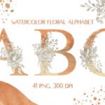 Watercolor Sublimation Floral Alphabet