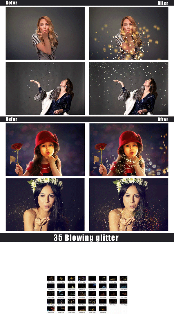 35 Blowing Glitter Photoshop Overlay 35 Blowing Glitter Overlay