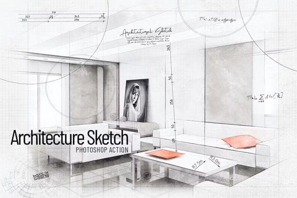 Architectural Sketch Photoshop Action Architectural Sketch Photoshop Action