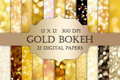 Bokeh Digital Paper Gold Bokeh