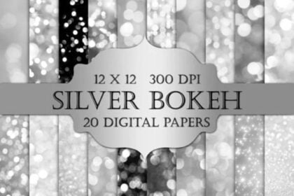 Bokeh Digital Paper Silver Bokeh