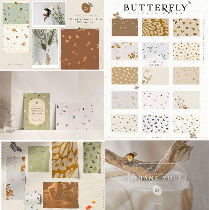 Butterfly Collage Paper Textures Butterfly Collage Paper Textures