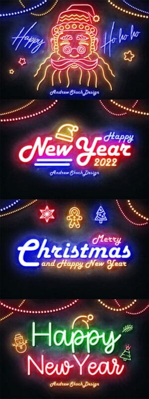 Christmas Neon Text Effects Christmas Neon Text Effects