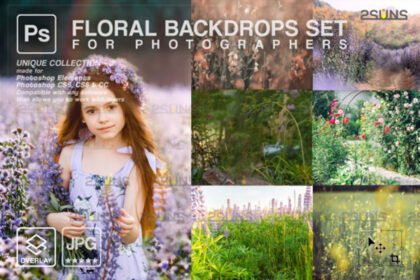 Floral Digital Backdrop & Flower Overlay