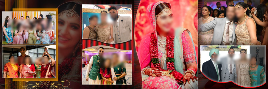Traditional Indian wedding collage 12x36 PSD featuring ceremony and portrait shots