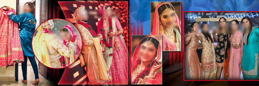 Traditional bridal moments collage 12x36 PSD template with colorful frames