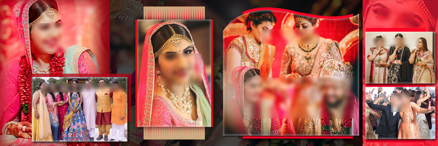 Bridal portrait and ceremony close-ups in a print-ready 12x36 album PSD