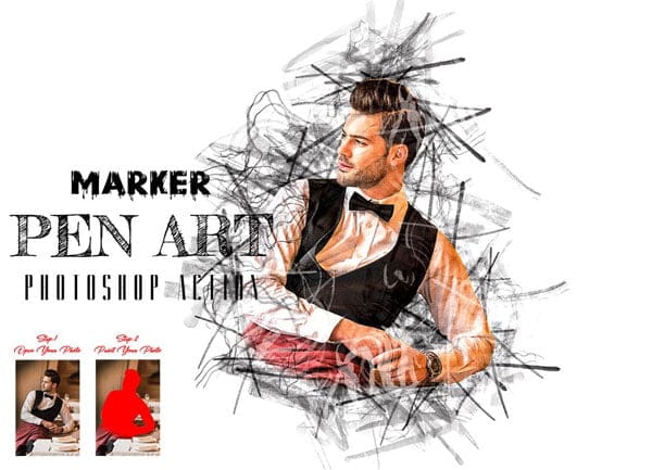Marker Pen Art Photoshop Action Marker Pen Art Action