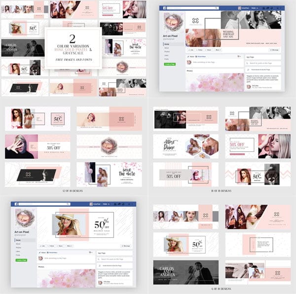 Modern Pastel Facebook Cover Pack Modern Pastel Facebook Cover Pack