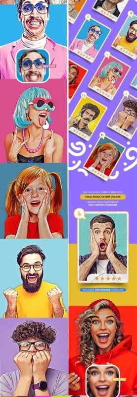 Realistic Vector Cartoon Photoshop Action Realistic Vector Cartoon Action