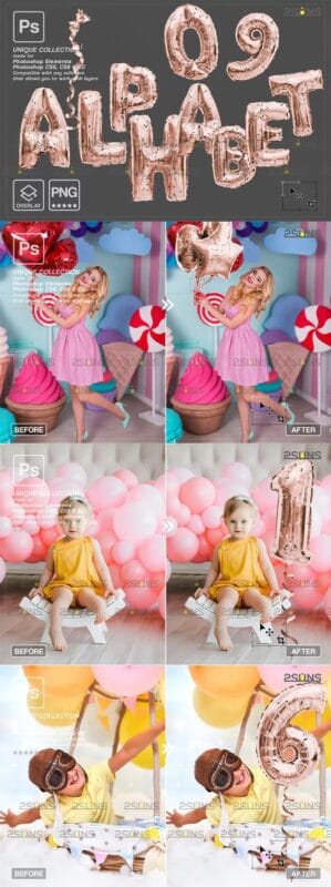 Rose Gold Balloons Photo Overlay Alphabet Balloons Photo Overlay Alphabet