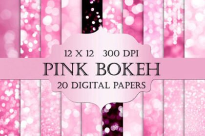 Valentines Bokeh Pink Digital Paper