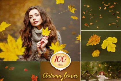 100 Autumn Falling Leaves Overlays