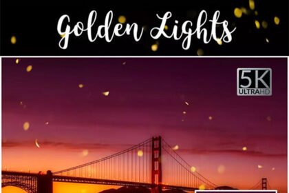 5K Golden Lights Photo Overlays