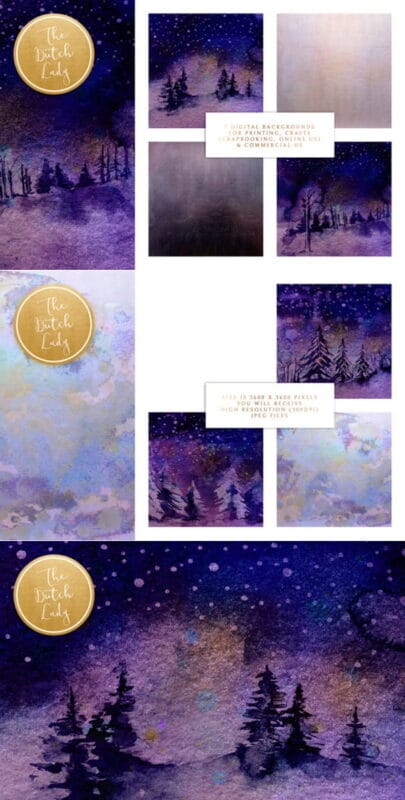 Digital Backgrounds Winter Night Sky Digital Backgrounds