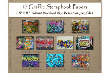 Graffiti Digital Paper Print 8.5