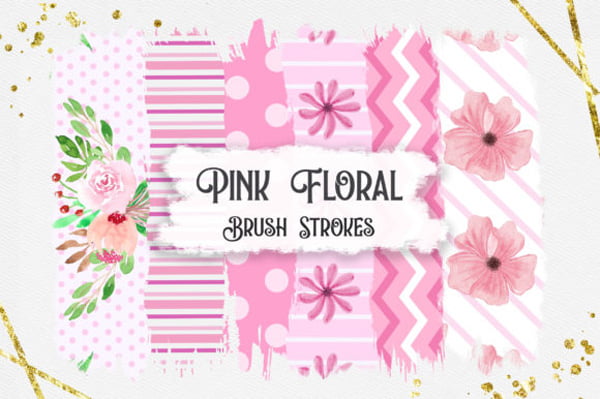 Pink Floral Brush Strokes Clipart