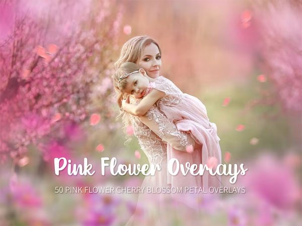 Pink Flower Overlays